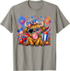 July 4th Highland Cow Farm Lovers America Tees 4th of July Highland Cow Patriotic Cow Farmer Men Women Kids T-Shirt - Slate