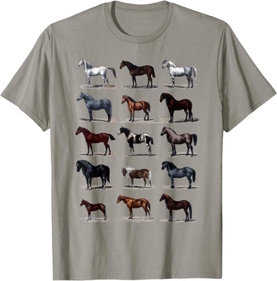 Types Of Horses, Horse Breeds, Horseback Riding Vintage Types Of Horses Horse Breed Horseback Riding T-Shirt