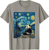 Bear Designs. Cute Panda Bear Van Gogh Style Starry Night Graphic T-Shirt - Slate Grey