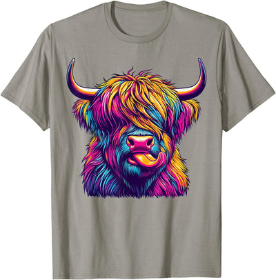 Funny Highland Cow Lover Colorful T-Shirt