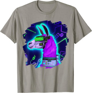 Llama Robot Cyborg Life Apparel Llama Cyborg Robot Llama Cool Artistic Retro Alpacas T-Shirt - Slate Grey