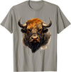 Safari Animal Art Buffalo Animal Print Portrait Bison Nature Artwork T-Shirt - Slate Grey