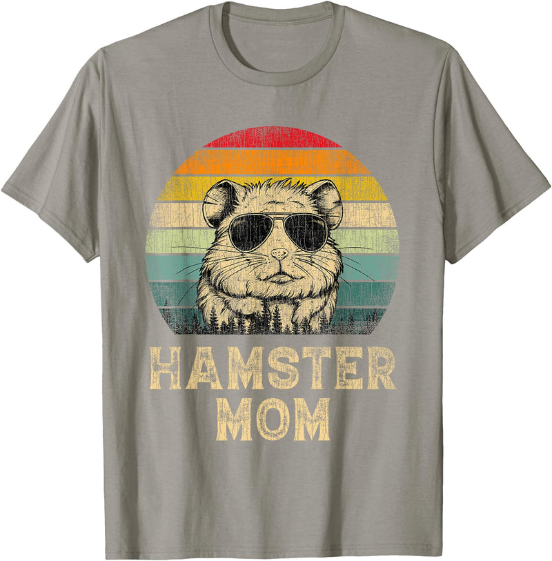 Vintage Hamster Mom Hamster Lovers Mommy Mother's Day T-Shirt - Slate Grey