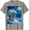 Polar Bear Van Gogh's Starry Night Wildlife Art Van Gogh's Starry Night Polar Bear Ice Bear Animal Lovers T-Shirt - Slate Grey