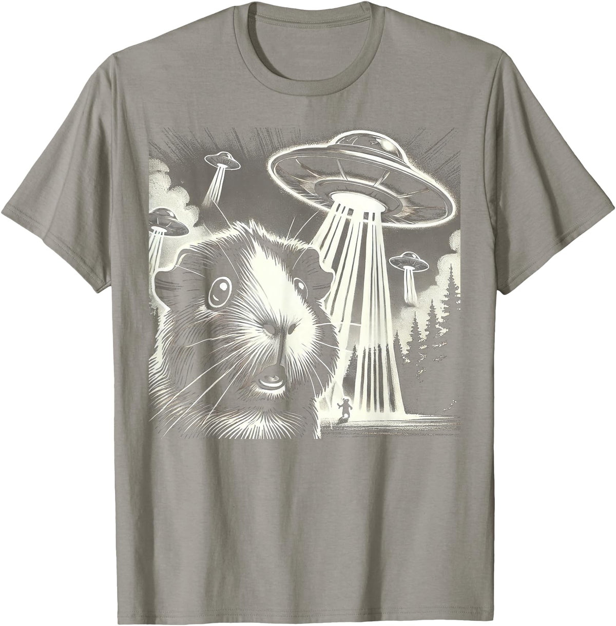 Guinea pig UFO BY TEERA Guinea pig UFO Funny Meme Selfie T-Shirt - Slate Grey