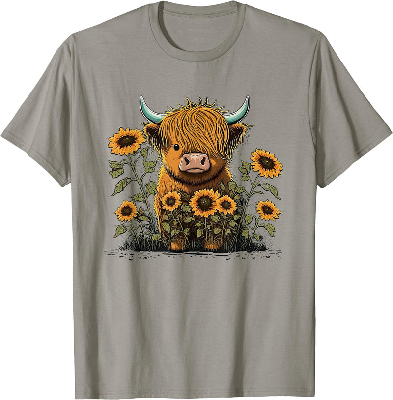 Scottish Highland Cow Cute Highland cattle Cow Funny Highland Cow T-Shirt - Slate Grey