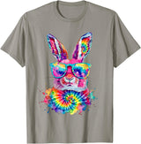 Bunny Face with Tie Dye Glasses Happy Easter Day Men Boy Kid T-Shirt in Slate Grey