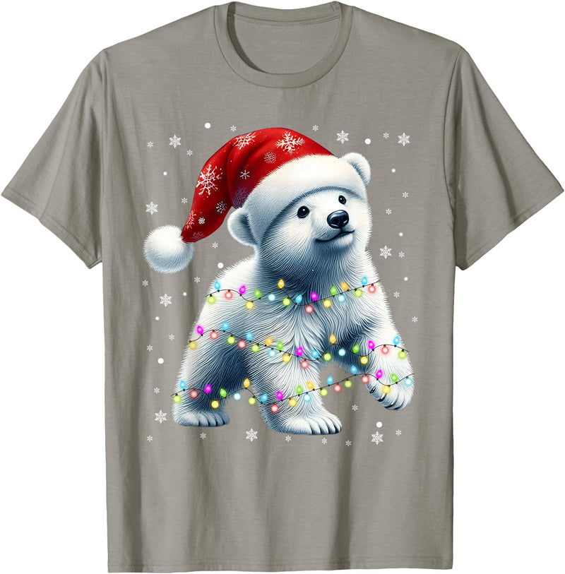 Santa Polar Bear Gift Tee Santa Polar Bear, Christmas, Men Women Kids, Bear Lover T-Shirt - Slate Grey