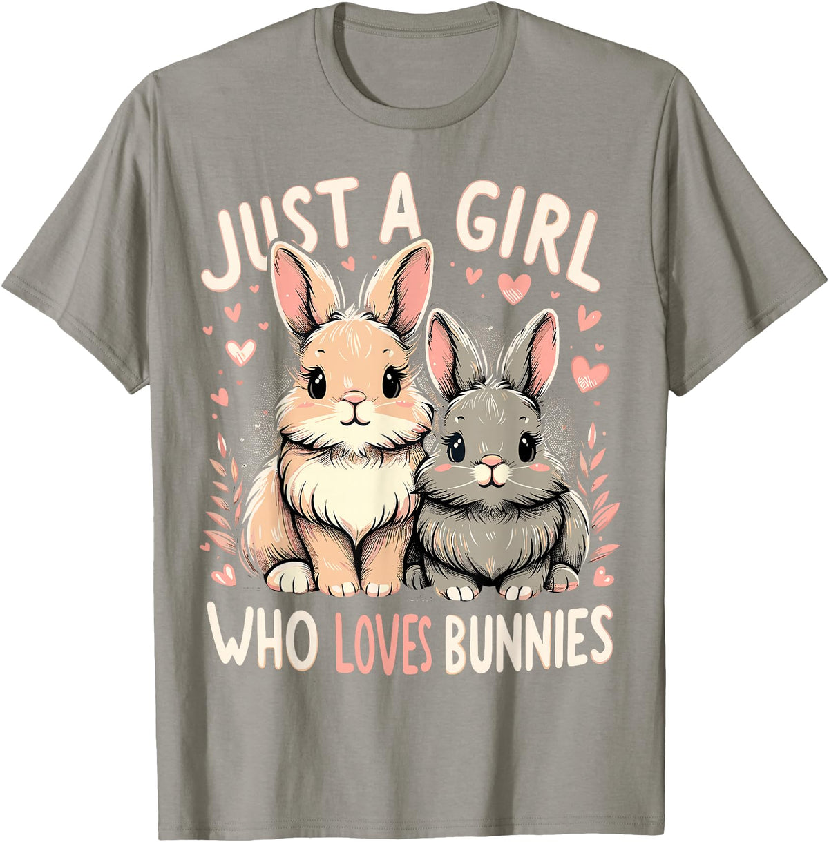Just a Girl Who Loves Bunnies Rabbit T-Shirt in Slate Grey