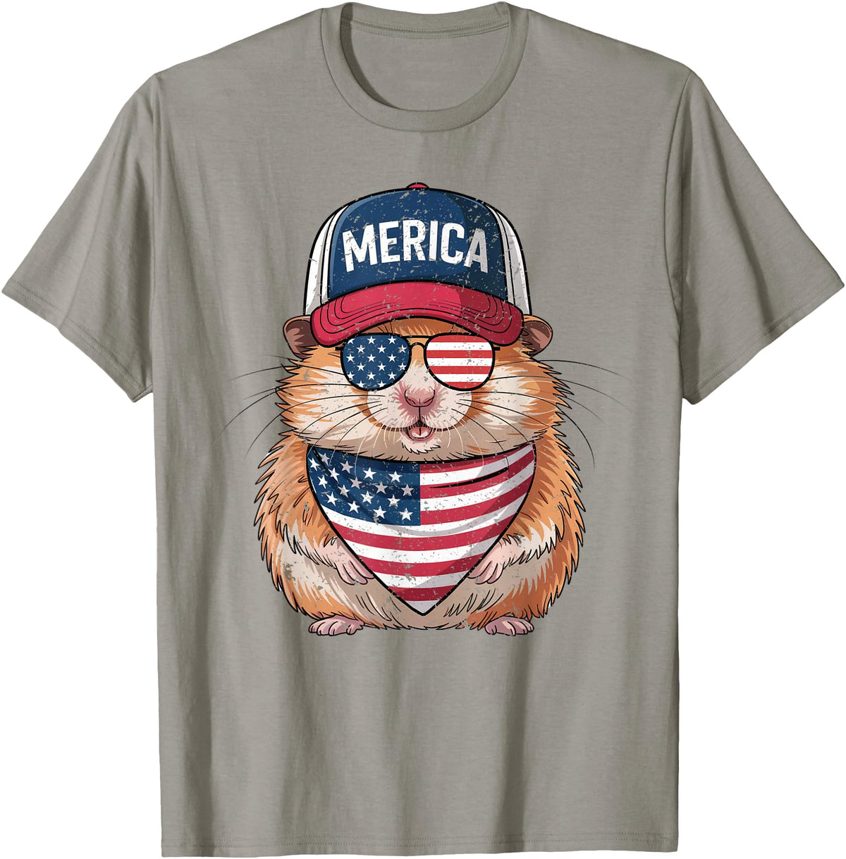 Hamster 4th of July US American Flag Patriotic T-Shirt - Slate Grey