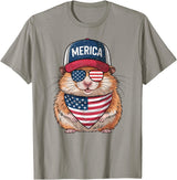 Hamster 4th of July US American Flag Patriotic T-Shirt - Slate Grey