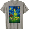 Farming UFO Llama Starry Night Painting Design Llama Alien UFO Abduction Starry Night Farmers T-Shirt - Slate Grey