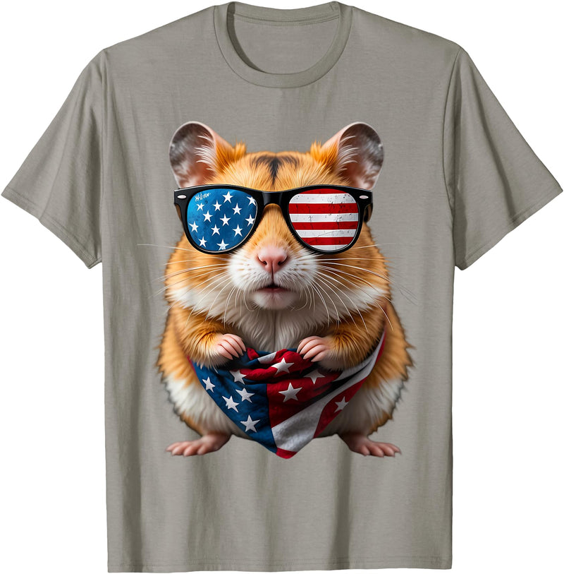 Hamster 4th Of July American Independence Day USA Patriotic T-Shirt - Slate Grey