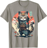 NINJA KITTEN WARRIORS Japanese Samurai Cat Tattoo, Kawaii Ninja Cat Women, Girls T-Shirt