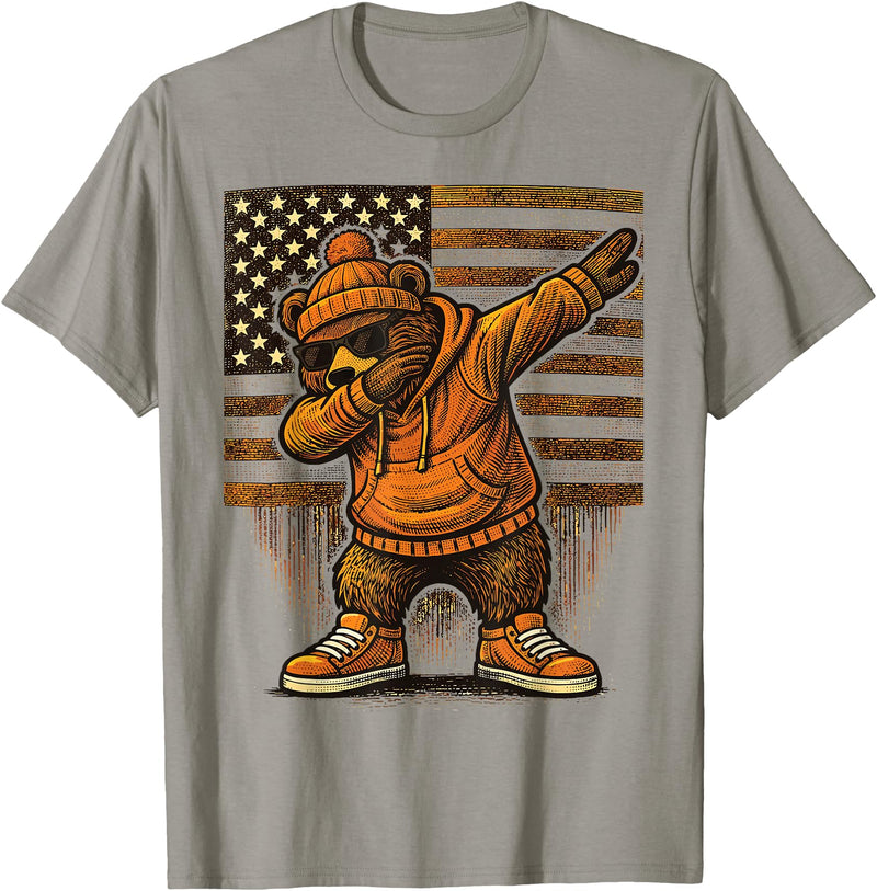 Vintage Dabbing Bear Retro Humor Gift Co Vintage Dabbing Bear Funny Retro Graphic T-Shirt - Slate Grey