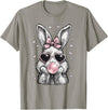 Cute Easter Bunny for Women Pink Rabbit Coquette Girly T-Shirt in Slate Grey