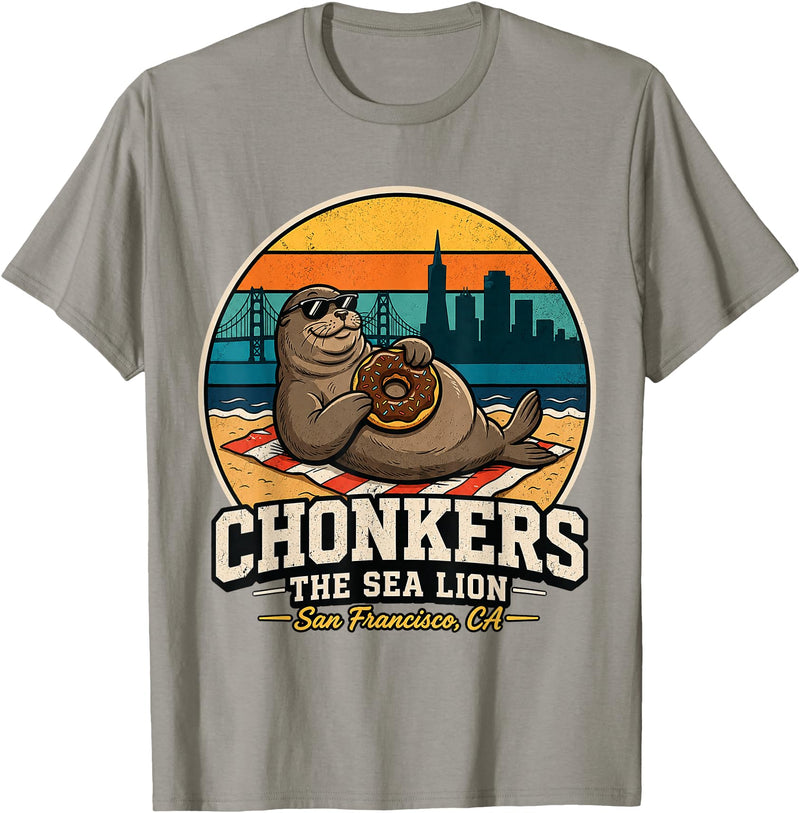 Chonkers The Sea Lion San Francisco Funny Seal Tee Chonkers The Sea Lion San Francisco Funny Seal T-Shirt - Slate Grey