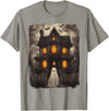 Vintage Haunted House Ghost Halloween Costumes Vintage Ghost Haunted House Scary Halloween Costume Spooky T-Shirt - Slate