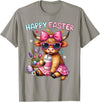 Farm Animal Highland Cow easter Gifts Happy Easter Day Highland Cow Cute Holiday Bunny Women Kids T-Shirt - Slate Grey