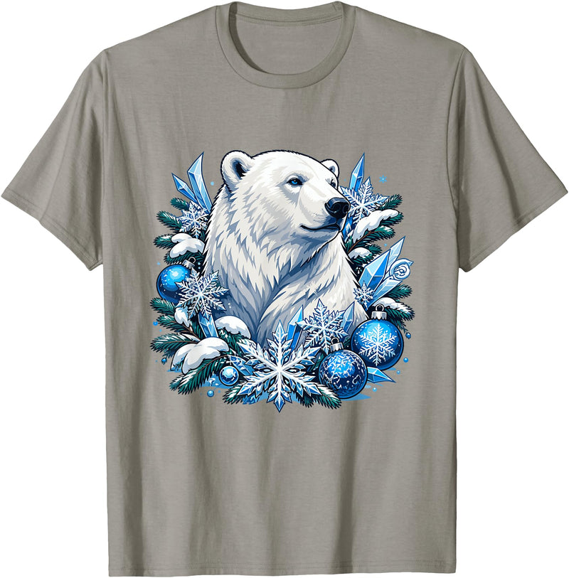 Arctic Polar Bear Snowflake Winter Christmas Christmas Polar Bear Snowflakes Winter Ornaments T-Shirt - Slate Grey