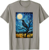 Bird Designs. Magpie Crow Raven Bird Van Gogh Style Starry Night Graphic T-Shirt - Slate Grey