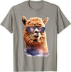 Funny Llama Lover Graphics Alpaca with Sunglasses Animal Art Graphic Funny Llama T-Shirt - Slate Grey