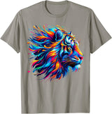 Funny Lion lover Gifts Colorful Lion T-Shirt - Slate Grey