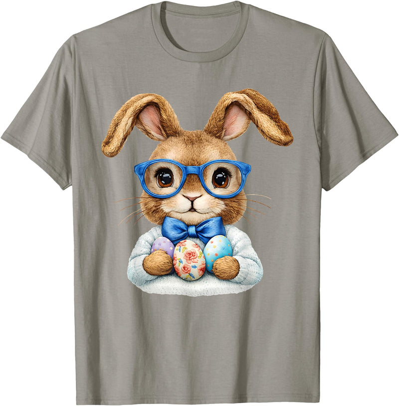 Vintage Easter Rabbit Cute Bunny with Bow Tie Boy Kid T-Shirt in Slate Grey