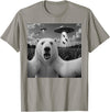 Retro Polar Bear Selfie with UFOs Meme Polar Bear Selfie with UFO Alien Funny T-Shirt - Slate Grey