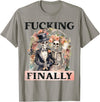 Skeleton Bachelorette Halloween Wedding Bride Babe Fucking Finally Bridesmaid Skeleton Bride Groom Halloween T-Shirt - Slate