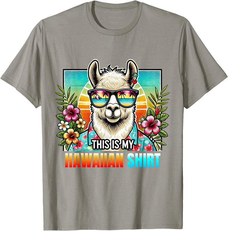 This Is My Hawaiian Shirt Party Luau Oahu Hawaii This Is My Hawaiian Shirt Funny Llama Oahu Hawaii Party T-Shirt - Slate Grey