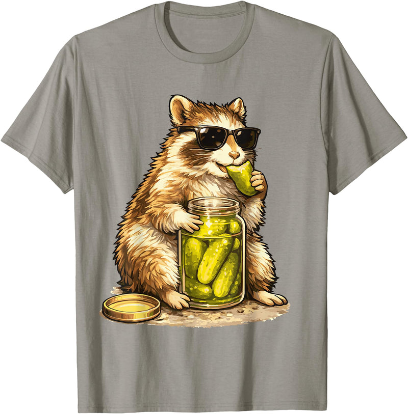 Pickle Munching Guinea Pig Designs Funny Guinea Pig Pickle Lover T-Shirt - Slate Grey