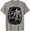 Midnight Woodland Rabbit Art Apparel Graphic Tees Creepy Black Rabbits Moonlit Forest Gothic Horror Halloween T-Shirt -