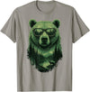 Bear Wildlife Deer Campfire Nature Apparel Bear Sunglasses Wildlife Deer Campfire Nature Vintage Forest T-Shirt - Slate Grey
