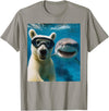 Selfie Polar Bear and Shark Summer Scuba Diving Funny Polar Bear Selfie with Shark Ocean Lovers T-Shirt - Slate Grey