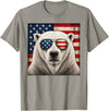 Retro Polar Bear USA Sunglasses July Fourth Polar Bear 4th of July US American Flag Patriotic T-Shirt - Slate Grey