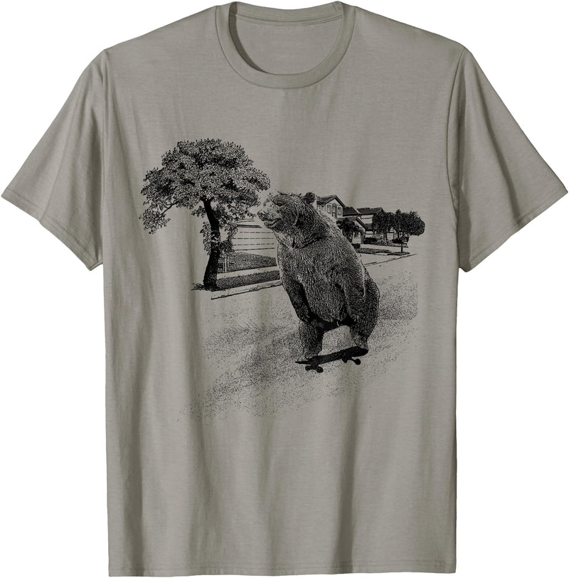 Ma2ca Skater Bear Tee Skating Skateboard TShirt - Slate Grey