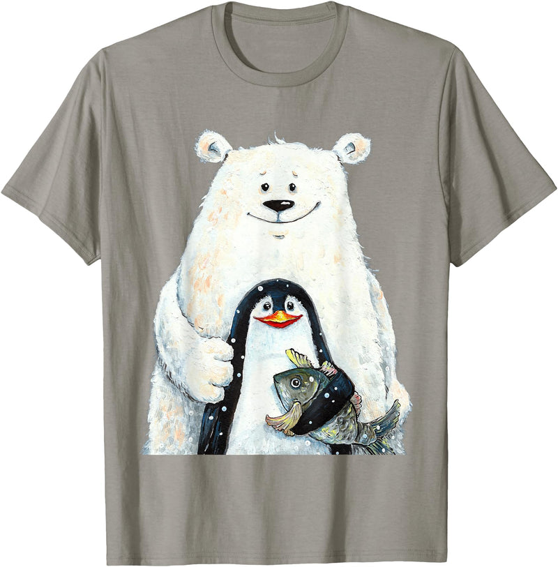 click here for better animal tees cute Polar bear and penguin bird fish lovers animal friends T-Shirt - Slate Grey