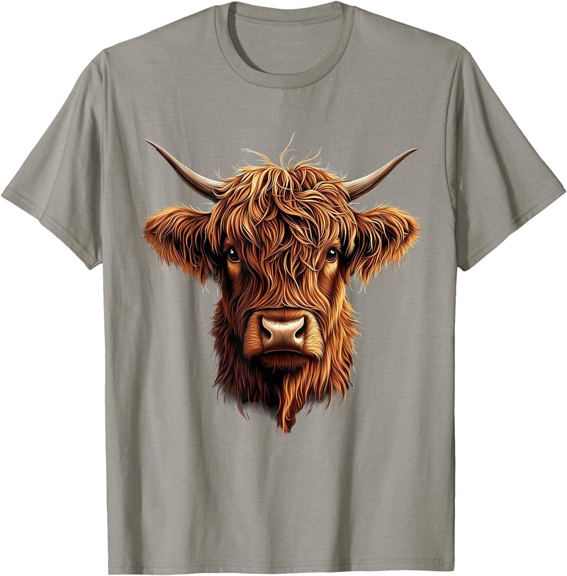 Cute Scottish Highlander Cattle Designs Scottish Highland Cow Messy Bun Scottish Highlander Cow T-Shirt - Slate Grey