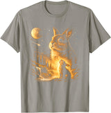 Bunny Howling to the Moon Vintage 90s Animal Easter Day T-Shirt in Slate Grey