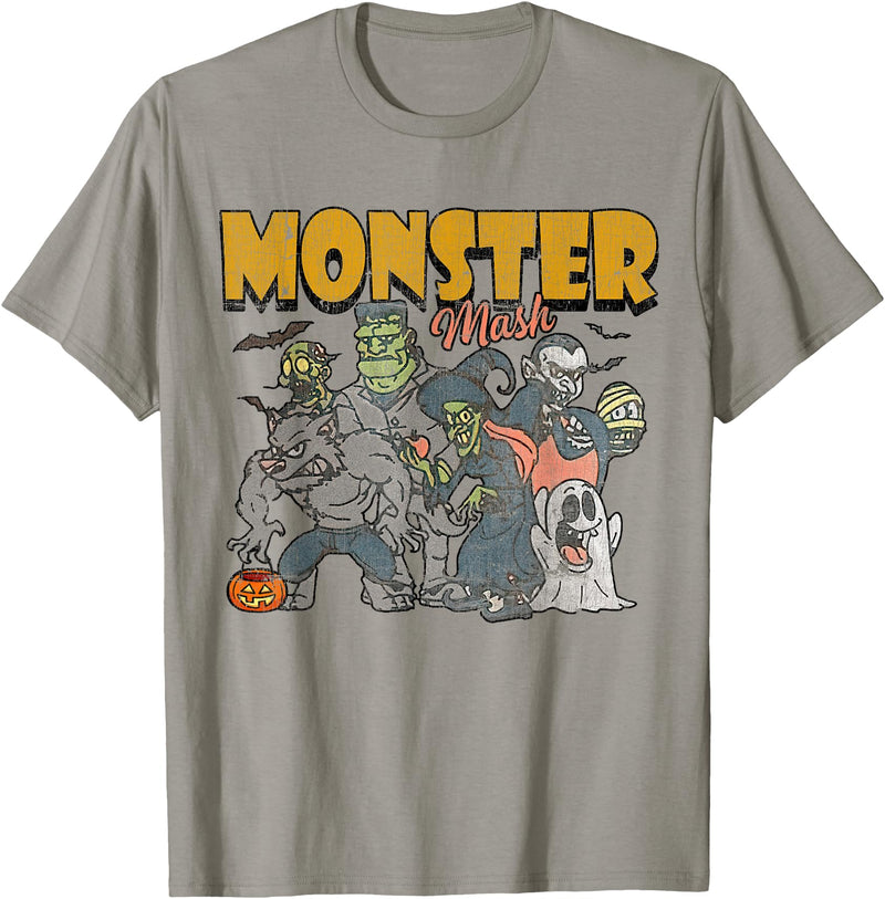Monster Mash Vintage Ghost Halloween Funny T-Shirt - Slate Grey