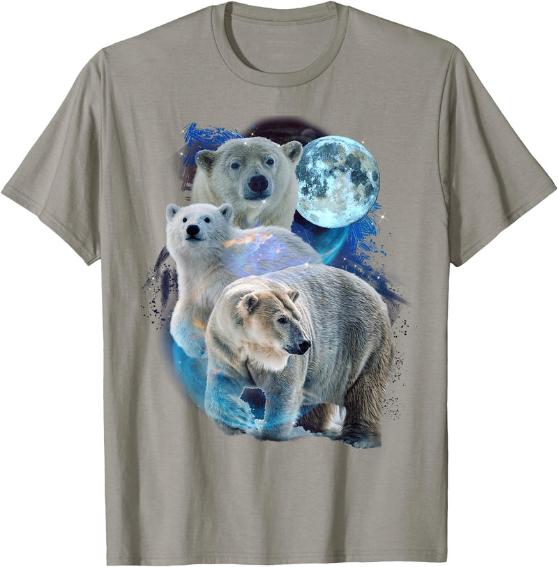 Polar Bears Art Vibes 3 Moon Polar Bears Funny Fur Marine Mammals Bear Art Humor T-Shirt - Slate Grey