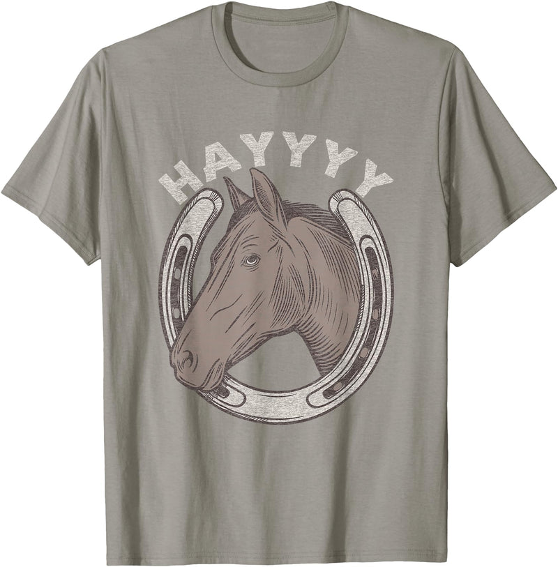 Cartba Horse Co. Funny Horse Hay Saying | Equestrian Lover Vintage Graphic T-Shirt - Slate Grey
