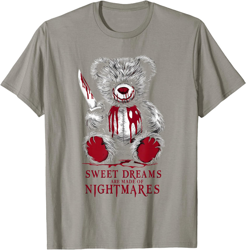 Horror Teddy Bear Horror Movie Scary Creepy Terrifying Teddy Spooky Plush Horror Teddy Bear Scary T-Shirt - Slate Grey