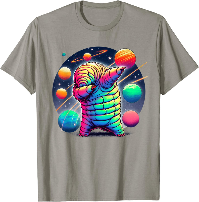 Microbiology Moss Piglet Science Teacher Gifts Tardigrade Water Bear Dabbing In Space Funny Microbiologist T-Shirt - Slate Grey
