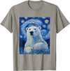 Bear Designs. Cute Polar Bear Van Gogh Style Starry Night Graphic T-Shirt - Slate Grey