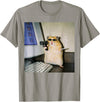 Funny Hamster Meme Cyber Hamster Meme Smoking Humor Computer T-Shirt - Slate Grey
