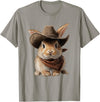 Cute Bunny Rabbit Cowboy Hat Easter Day T-Shirt in Slate Grey