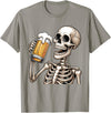 Halloween Skull Skeleton Drinking Beer Funny Kids Skeleton Drinking Beer Halloween Spooky Season Mens Womens T-Shirt - Slate
