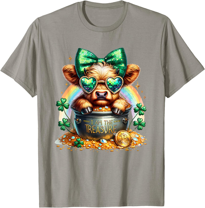St. Patricks Day Highland Cow Highland Cow Tees St. Patricks Day Highland Cow Highland Cow T-Shirt - Slate Grey